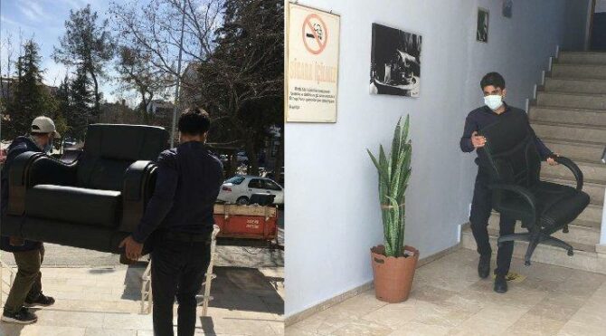 Haciz memurları CHP’li başkanın odasını boşalttı
