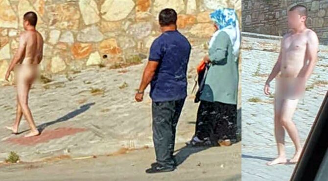 Cadde ortasında çırılçıplak genci görenler şoke oldu